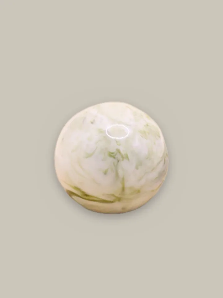 Ball cap, white with green pattern