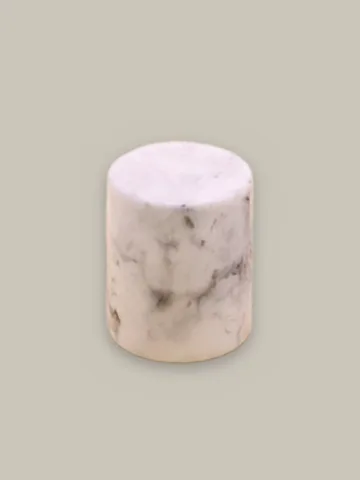 Resin cylinder cap, white with black pattern