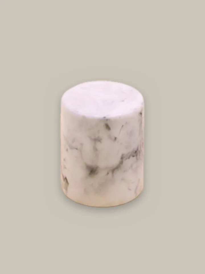 Resin cylinder cap, white with black pattern
