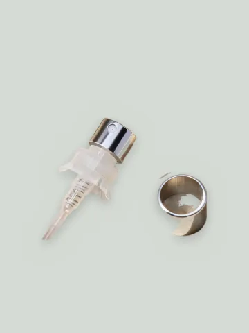 Crimp pump, silver metallised plastic (with collar)