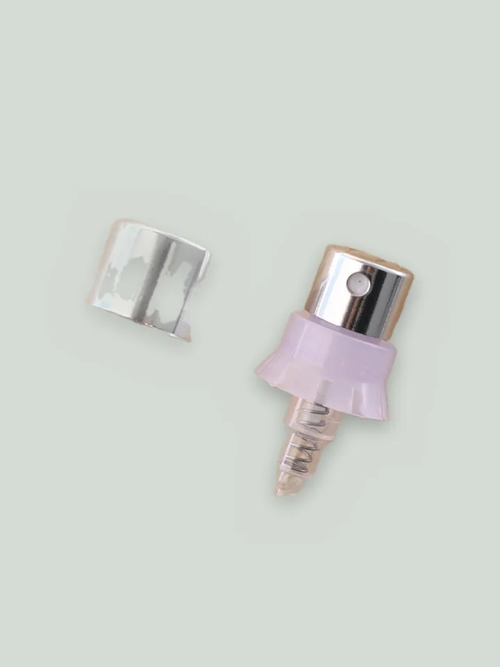 Crimp pump, silver metallised plastic (with collar)