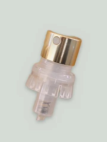 Crimp pump, gold metallised plastic (with collar, continuous mist)