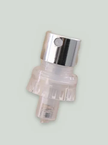 Crimp pump, silver metallised plastic (with collar, continuous mist)