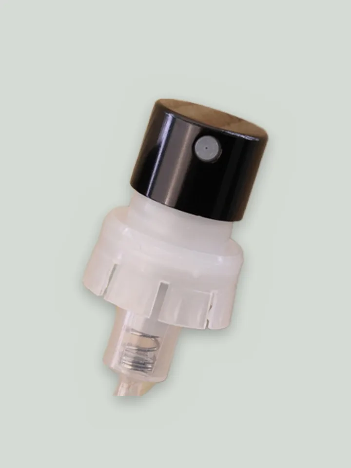 Crimp pump, black metallised plastic (with collar, continuous mist)