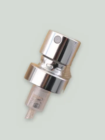 Crimp pump, silver anodised aluminium (with collar, continuous mist)