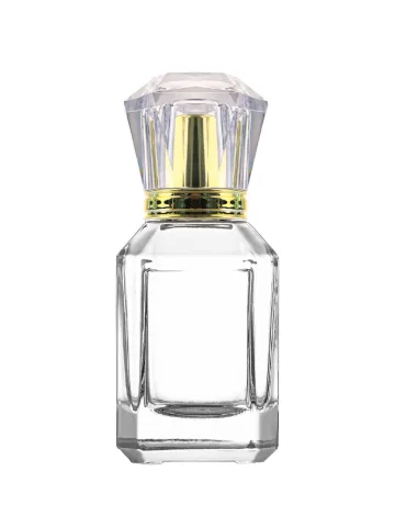 QB-0054 with Crimp pump, silver metallised plastic and Designer cap, gold