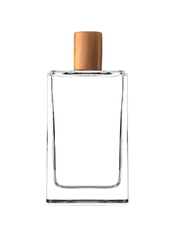 QB-0167 with Crimp pump, silver metallised plastic and Wooden cylinder cap, light brown