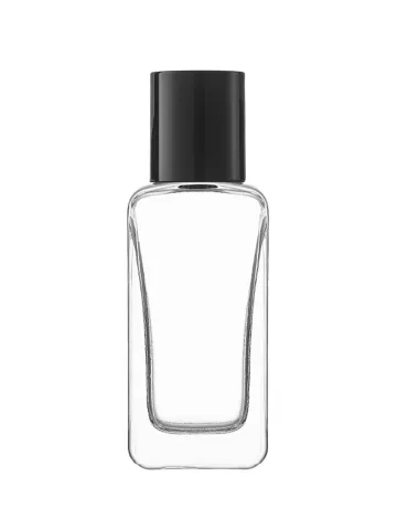 QB-0045 with Crimp pump, silver metallised plastic and Designer cap, glossy black, weighted