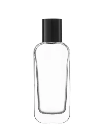 QB-0098 with Crimp pump, silver metallised plastic and Designer cap, glossy black, weighted