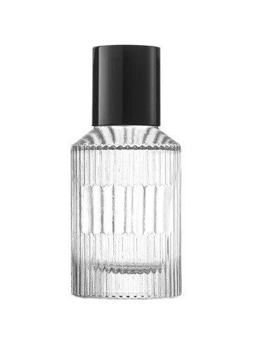QB-0011 with Crimp pump, silver metallised plastic and Designer cap, glossy black