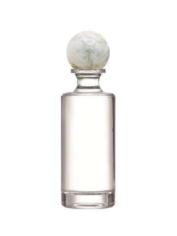 QB-0140 with Crimp pump, silver metallised plastic and Ball cap, white with green pattern