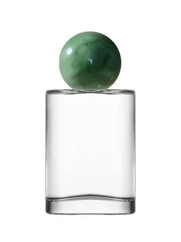QB-0076 with Crimp pump, silver metallised plastic and Ball cap, green