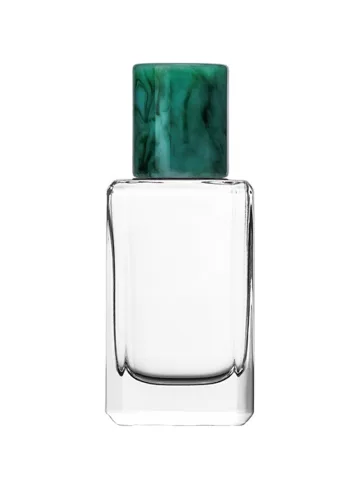 QB-0038 with Crimp pump, silver metallised plastic and Resin cylinder cap, green