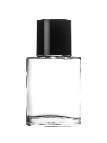QB-0026 with Crimp pump, silver metallised plastic and Designer cap, glossy black, weighted