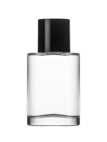 QB-0076 with Crimp pump, silver metallised plastic and Designer cap, glossy black, weighted