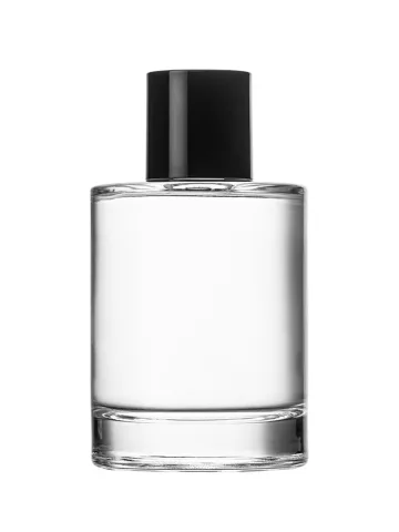 QB-0134 with Crimp pump, silver metallised plastic and Designer cap, glossy black